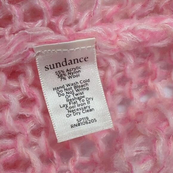 Sundance Sweater Womens Medium Pink Striped Open Knit Wool Blend - Picture 6 of 8
